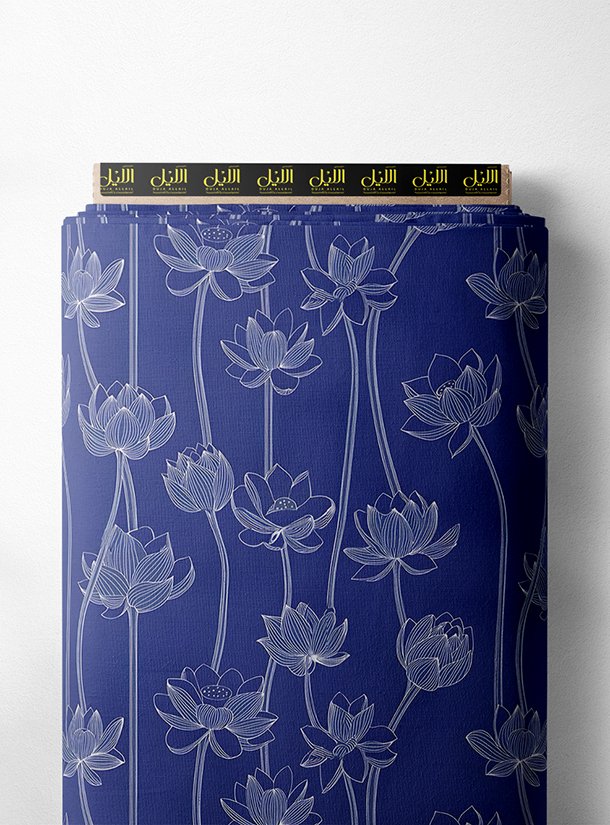 LAI01-2547_1.jpg Lotus flower style with blue, white colors - Image 1