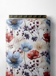 Bloom flower style with blue,red colors