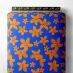 Bloom flower style with blue, orange colors