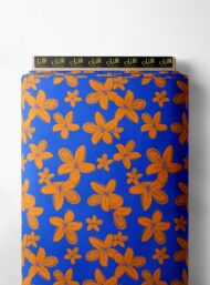 Bloom flower style with blue, orange colors