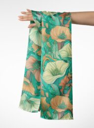 Bloom flower style with green,orange colors - Image 3