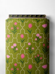 Bloom flower style with pink,green colors