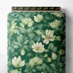 Leaf flower style with green, white colors