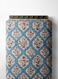 Bloom flower style with blue, red colors