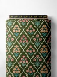 Bloom flower style with green,pink colors