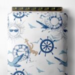 Sun ocean and sky style with blue,white colors