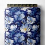 Bloom flower style with blue,white colors