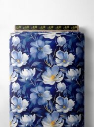 Bloom flower style with blue,white colors