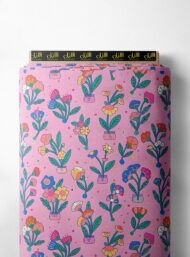 Bloom flower style with pink,green colors