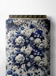 Rose flower style with blue,white colors