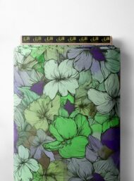 Bloom flower style with green,purple colors