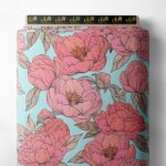 Bloom flower style with pink,green colors