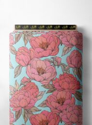 Bloom flower style with pink,green colors