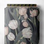 Tulip flower style with green,pink colors