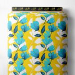 Bloom flower style with blue,yellow colors