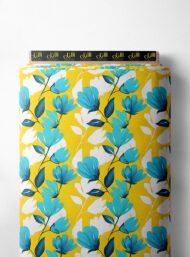 Bloom flower style with blue,yellow colors