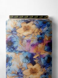 Bloom flower style with blue,yellow colors