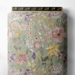 Bloom flower style with pink,green colors