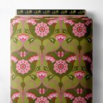 Bloom flower style with pink,green colors