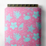 Flower ocean and sky style with pink, blue colors