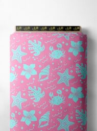 Flower ocean and sky style with pink, blue colors