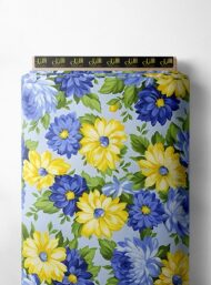 Bloom flower style with blue,yellow colors