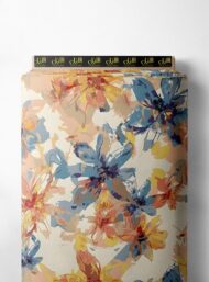 Bloom flower style with blue,yellow colors