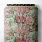 Leaf flower style with pink,green colors