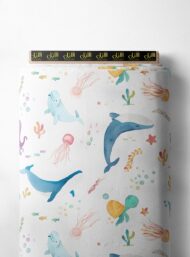 Whale ocean and sky style with blue,pink colors