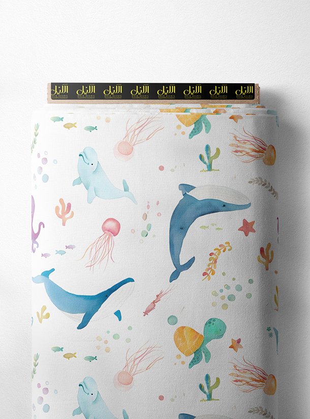 LAI01-3106_1.jpg Whale ocean and sky style with blue,pink colors - Image 1