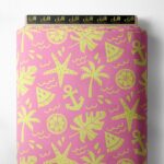 Palm nature style with yellow, pink colors