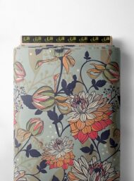 Bloom flower style with green,pink colors