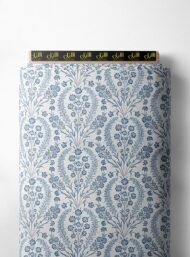 Bloom flower style with blue, white colors