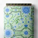 Bloom flower style with green, blue colors