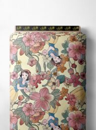 Bloom flower style with pink,green colors