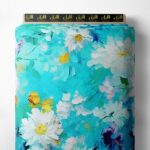 Bloom flower style with blue,white colors