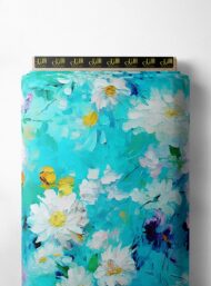 Bloom flower style with blue,white colors