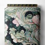 Petal flower style with green, pink colors