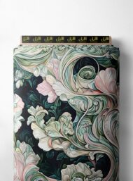 Petal flower style with green, pink colors