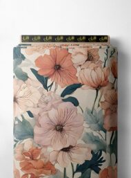 Bloom flower style with pink,green colors