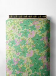 Bloom flower style with green,pink colors