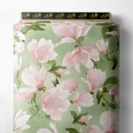 Bloom flower style with pink,green colors