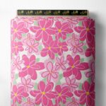 Bloom flower style with pink,green colors