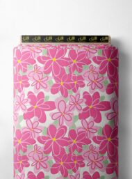 Bloom flower style with pink,green colors