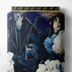 Iris flower style with blue,white colors