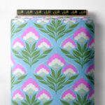 Bloom flower style with green,pink colors