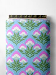 Bloom flower style with green,pink colors