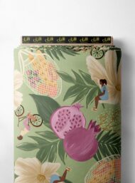 Bicycle flower style with green,pink colors