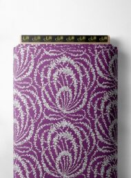 Bloom flower style with purple, white colors