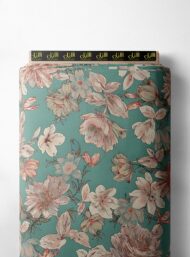 Bloom flower style with green,pink colors